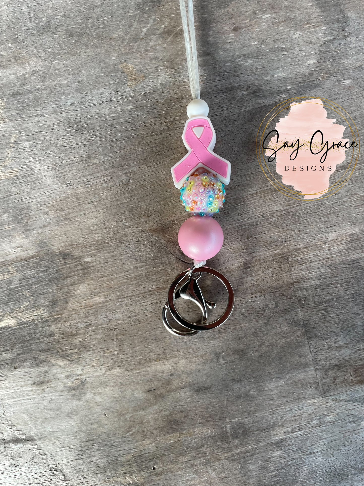 Breast Cancer Awareness Pink Ribbon Lanyard