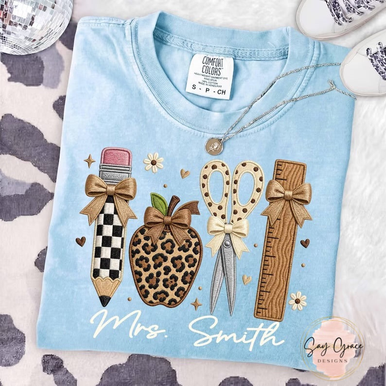 Pencil/Leopard Apple/Scissors/Ruler CUSTOM