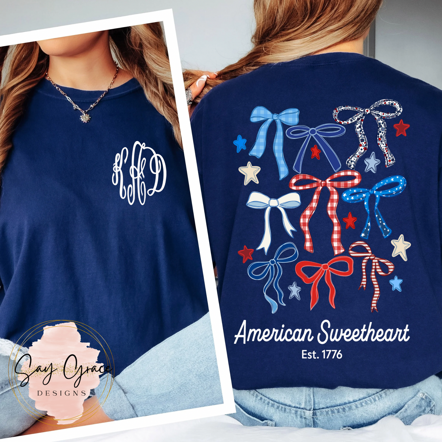 American Sweetheart with Monogram - Front and Back