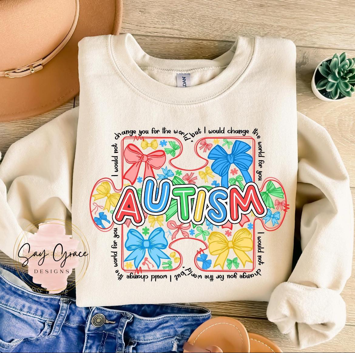 Autism Awareness Bow Puzzle Piece