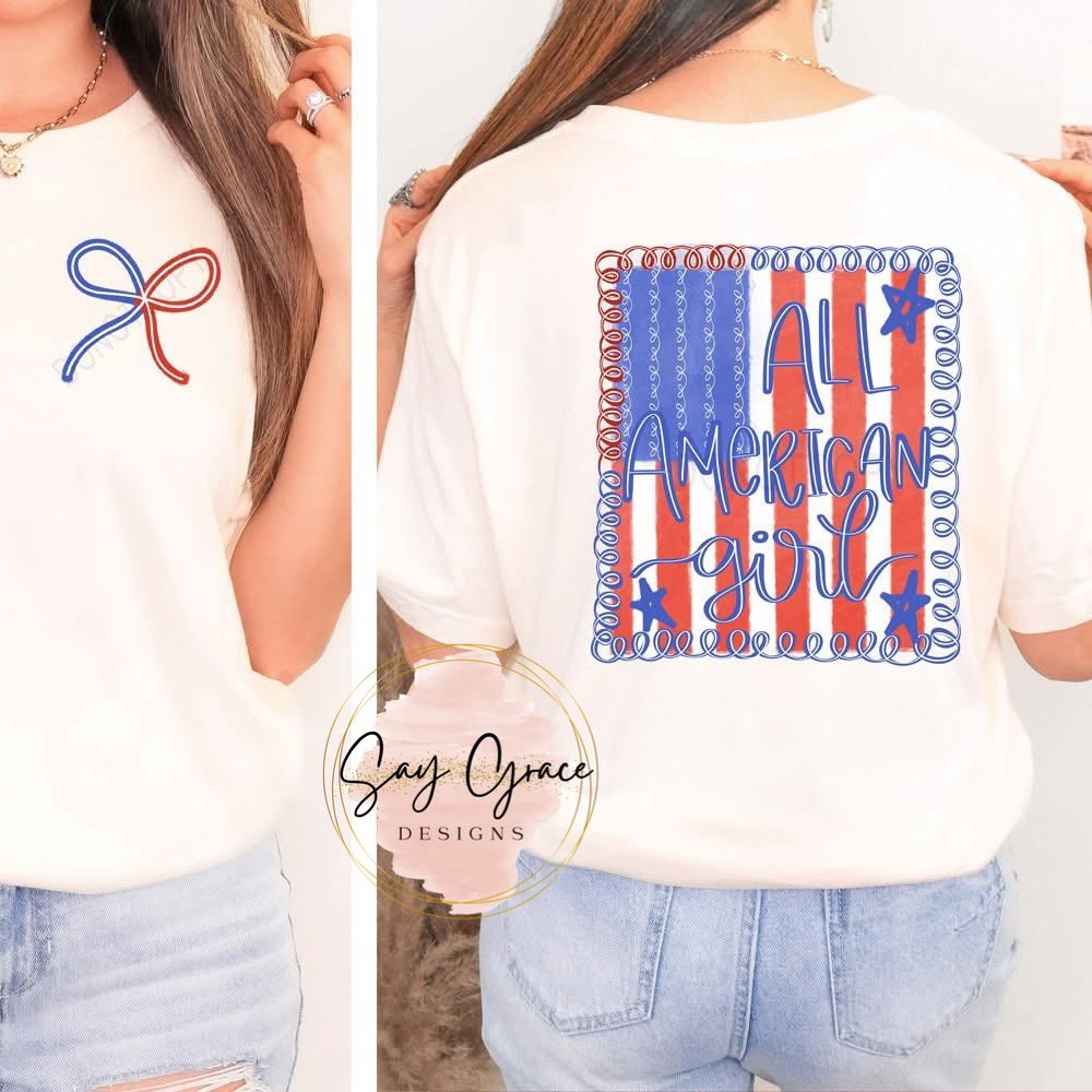 All American Girl Bow Front and Back