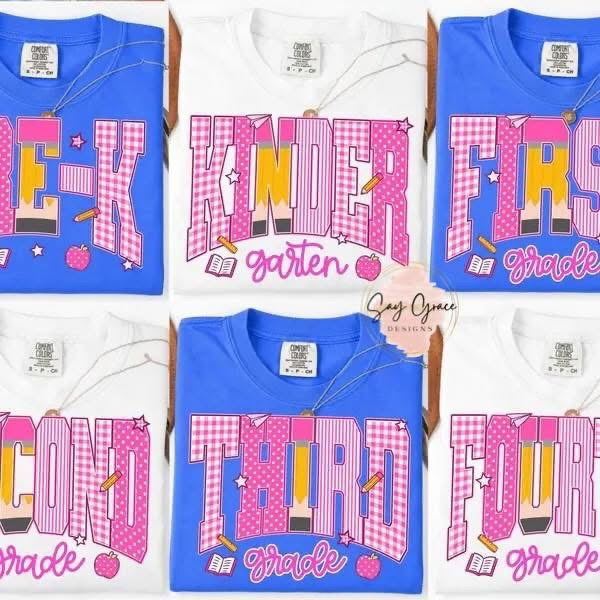 Grade Level Pink/Gingham/Pencil/Stripe