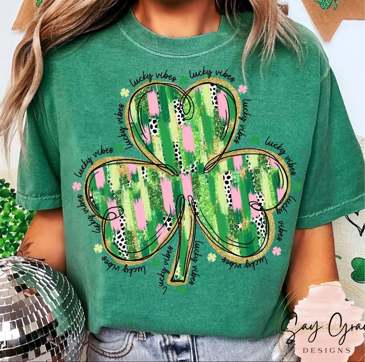 Lucky Vibes Brushstroke Shamrock