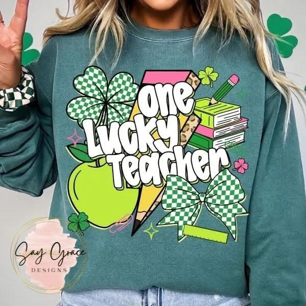 One Lucky Teacher Pencil Lightning Bolt