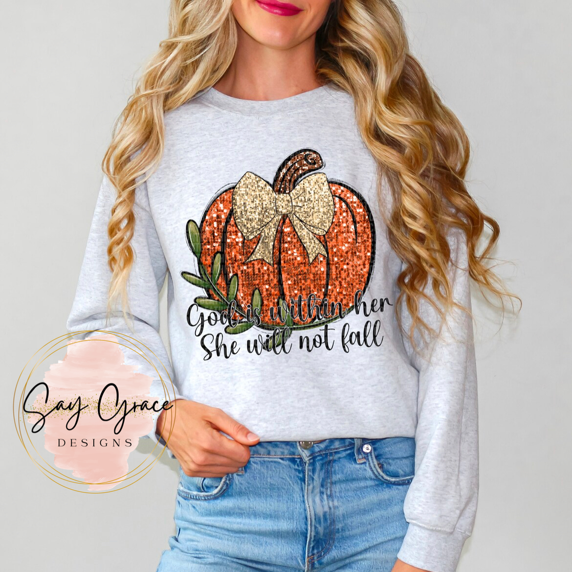 God is With Her She Will Not Fail FAUX Glitter