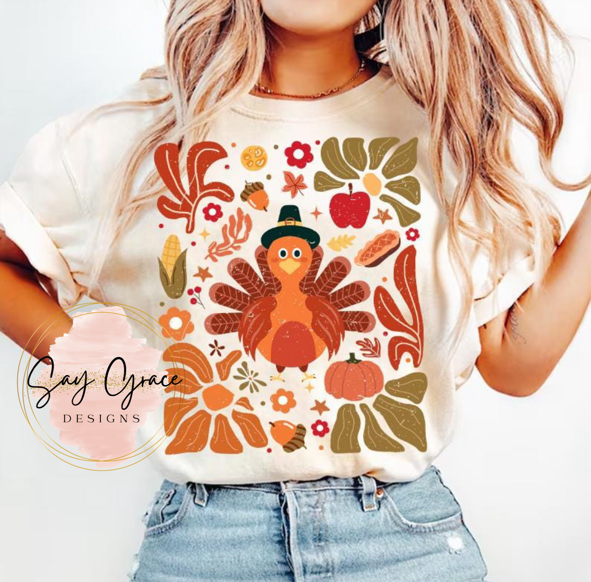 Pilgrim Turkey with Flowers