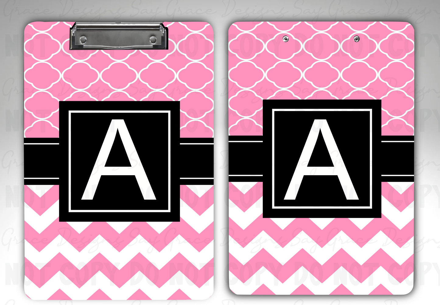 Pink Chevron Personalized Clipboard