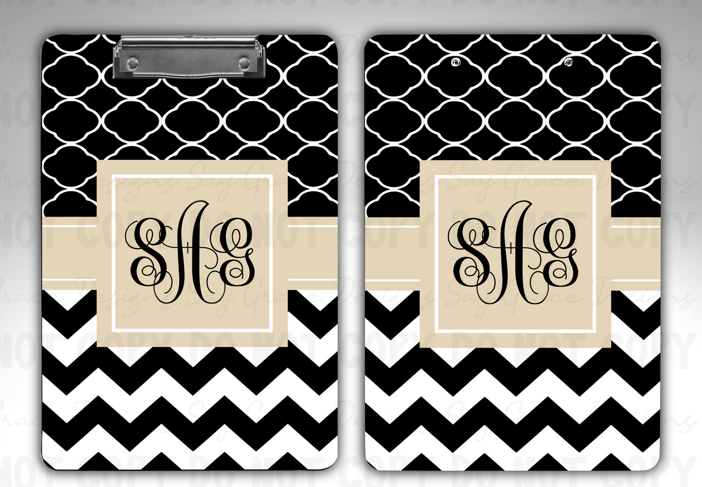 Black Chevron Personalized Clipboard