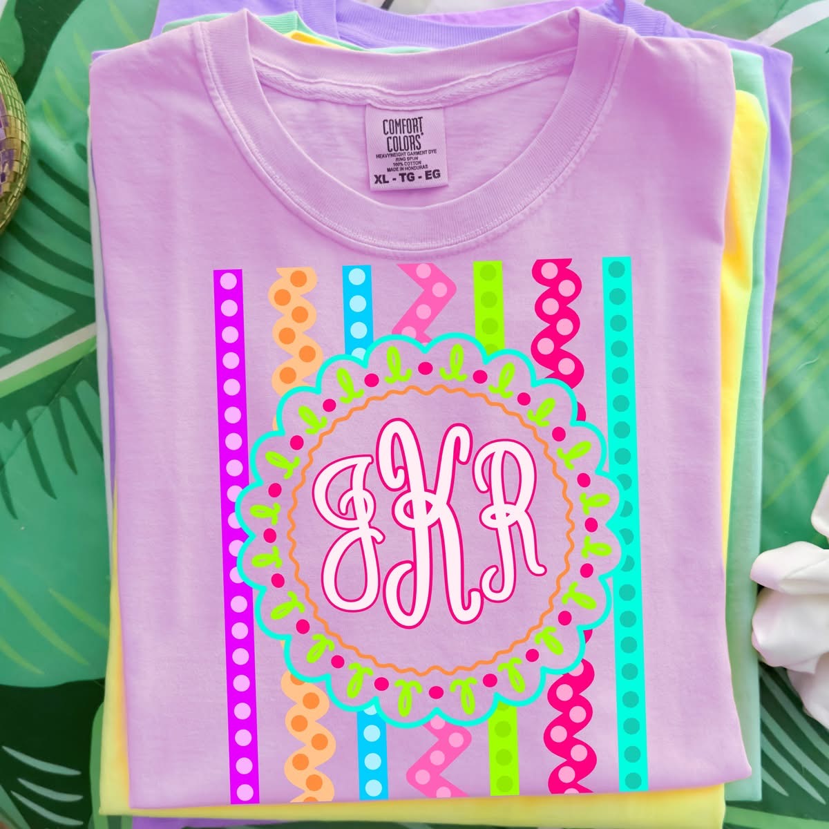 Neon Stripe Frame Monogram