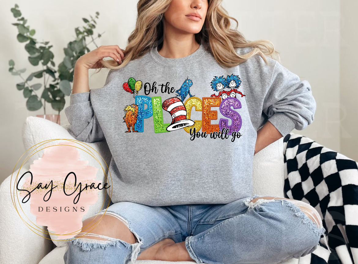 Oh the Places You Will Go Faux Glitter