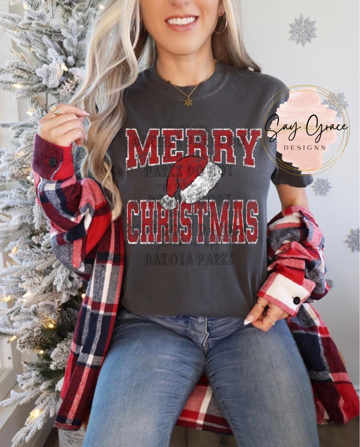 Merry Christmas Vintage with Santa Hat