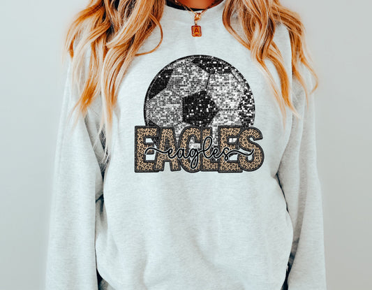 Eagles Soccer Leopard FAUX Sequin/Glitter
