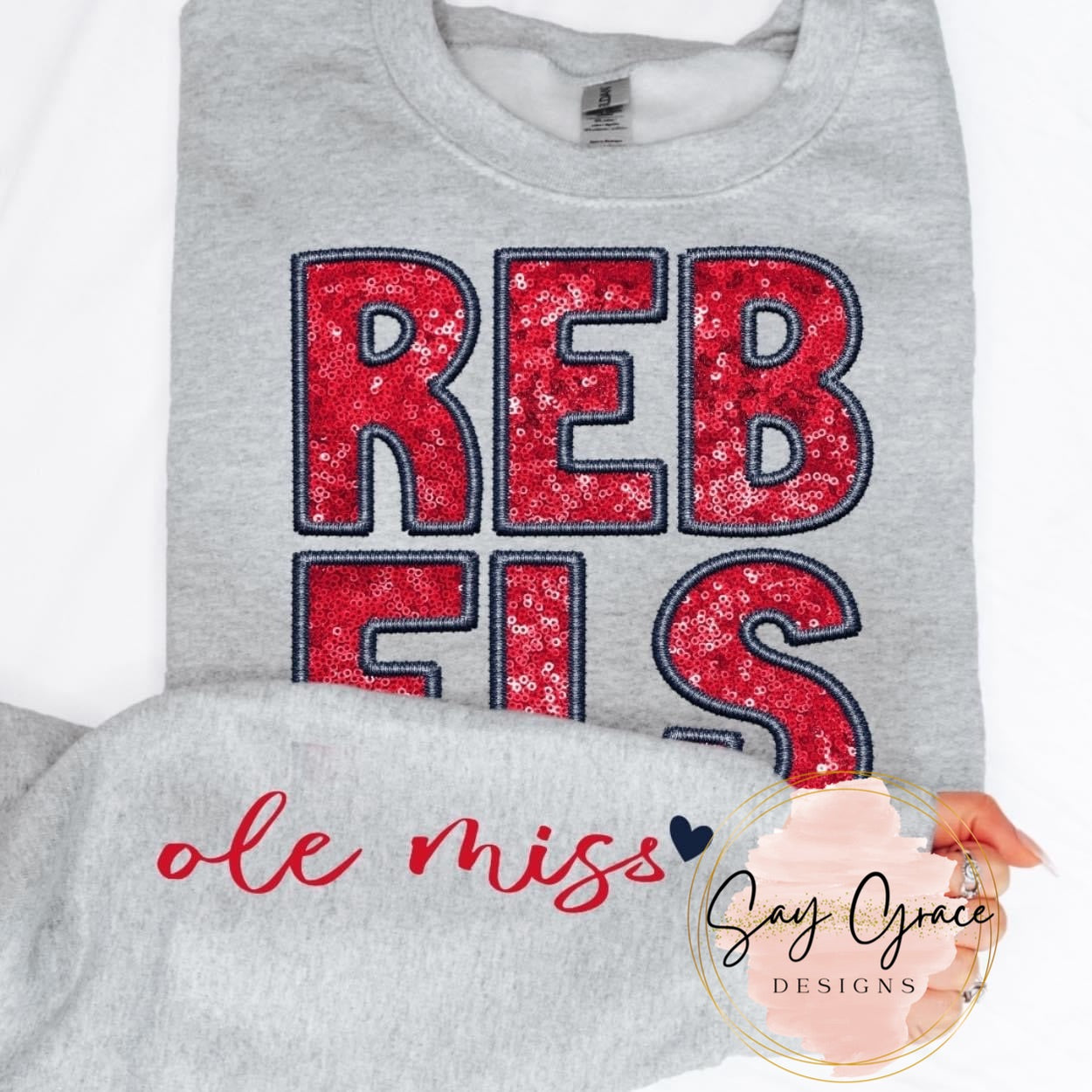 Faux Embroidery Sequin Football Teams