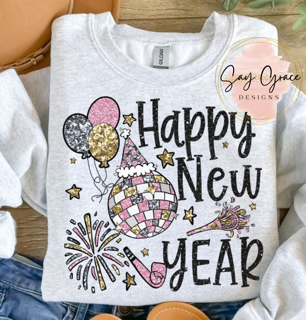 Happy New Year Pink/Silver/Gold