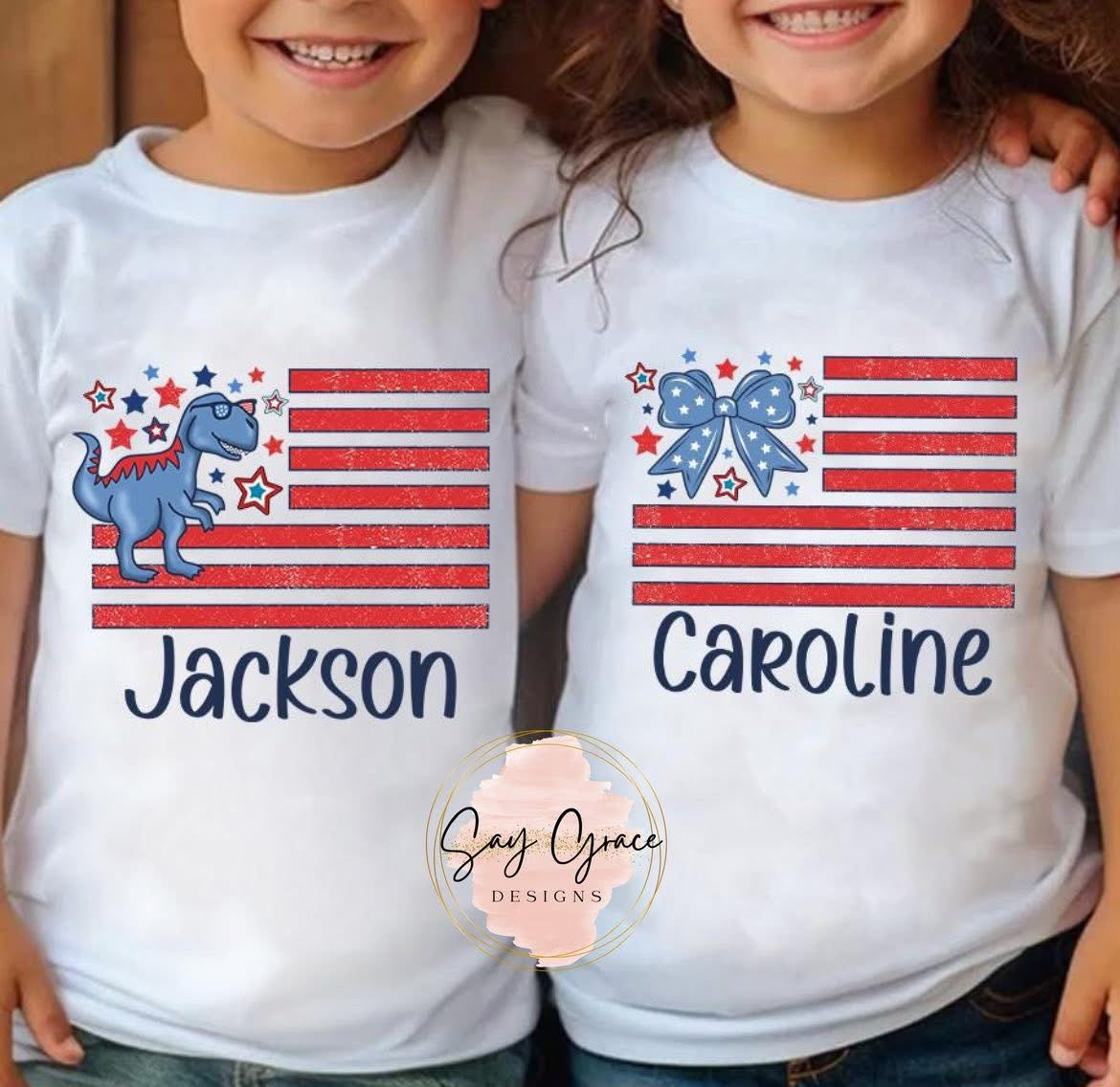 American Flag Bow/Dino (Personalized)