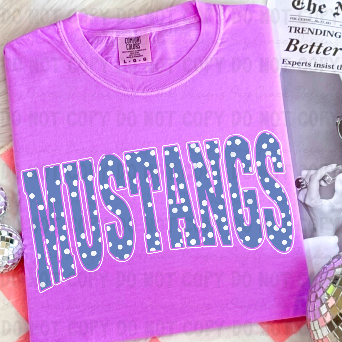 MUSTANGS Varsity Polka Dot