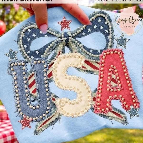 USA Faux Quilted Bow