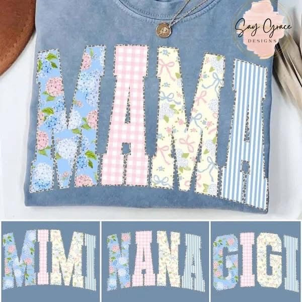 Mama/Mimi/Nana/Gigi Floral Stripe Gingham