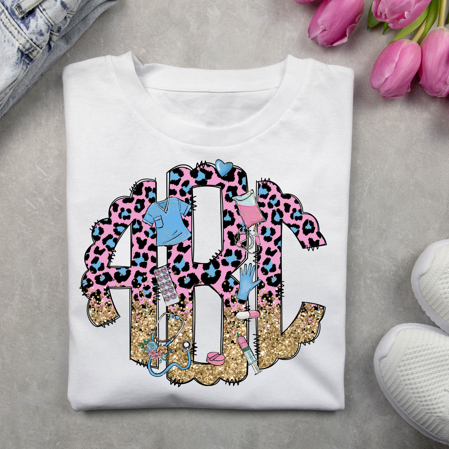 Nurse Leopard Monogram