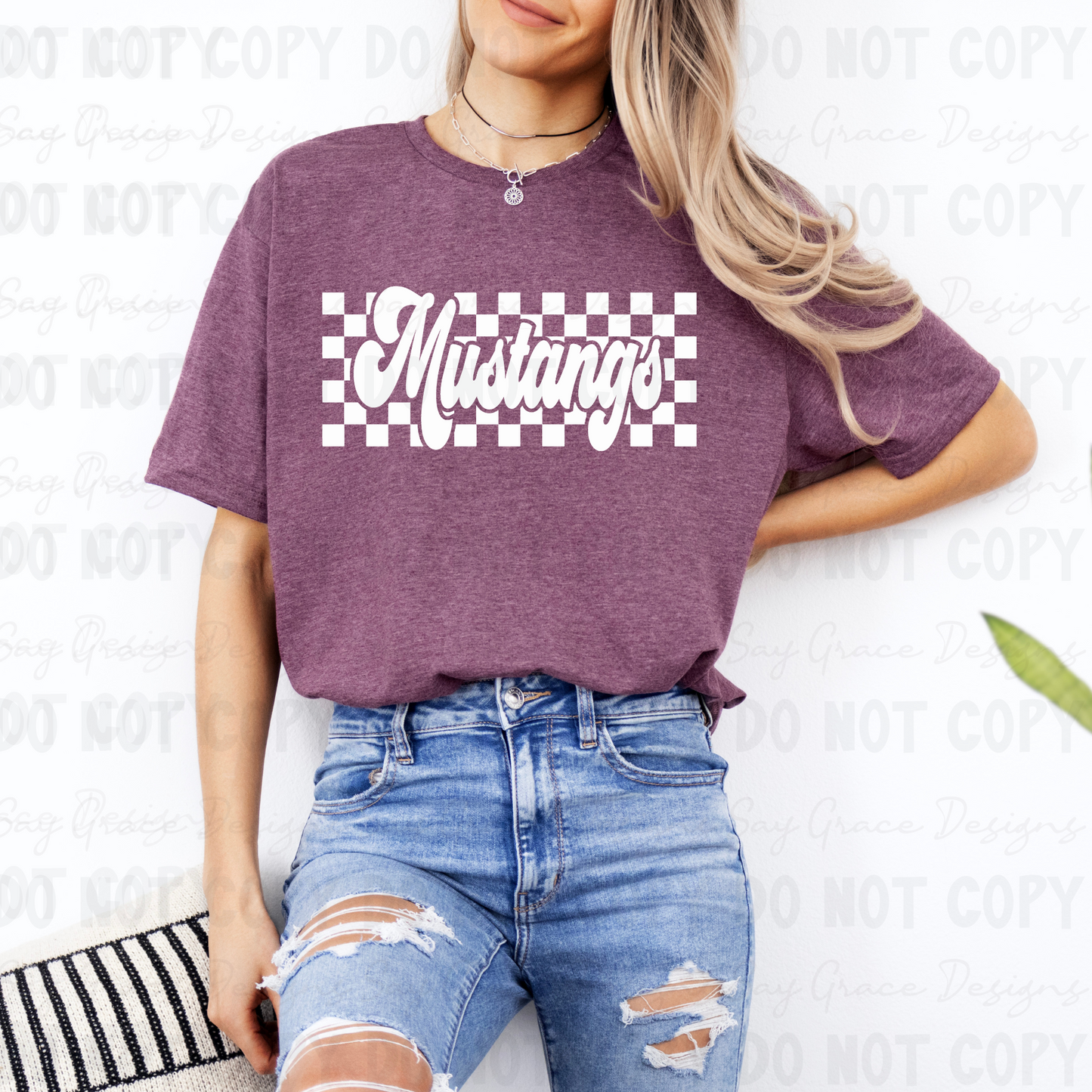 Mustangs Checkered Rectangle