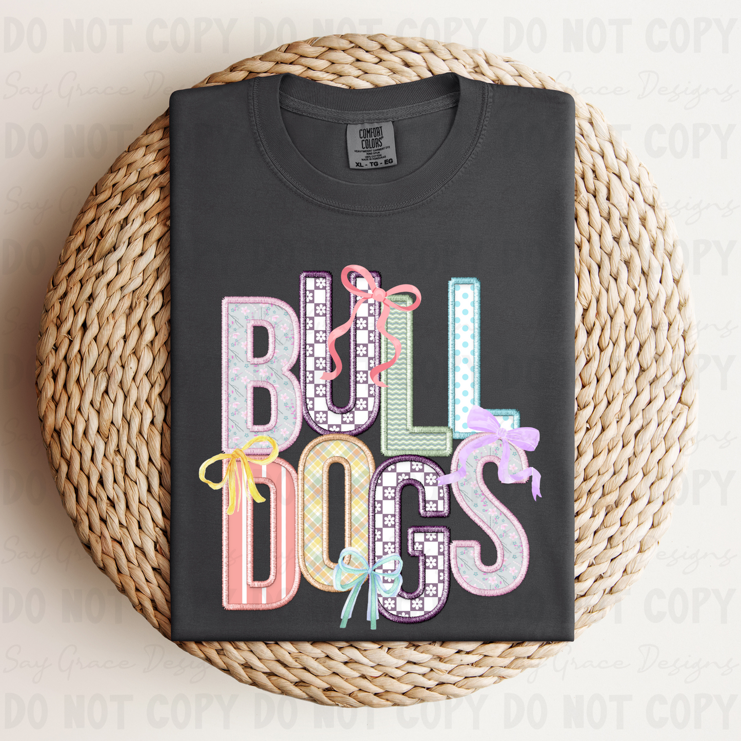 Bulldogs Bow Faux Embroidery