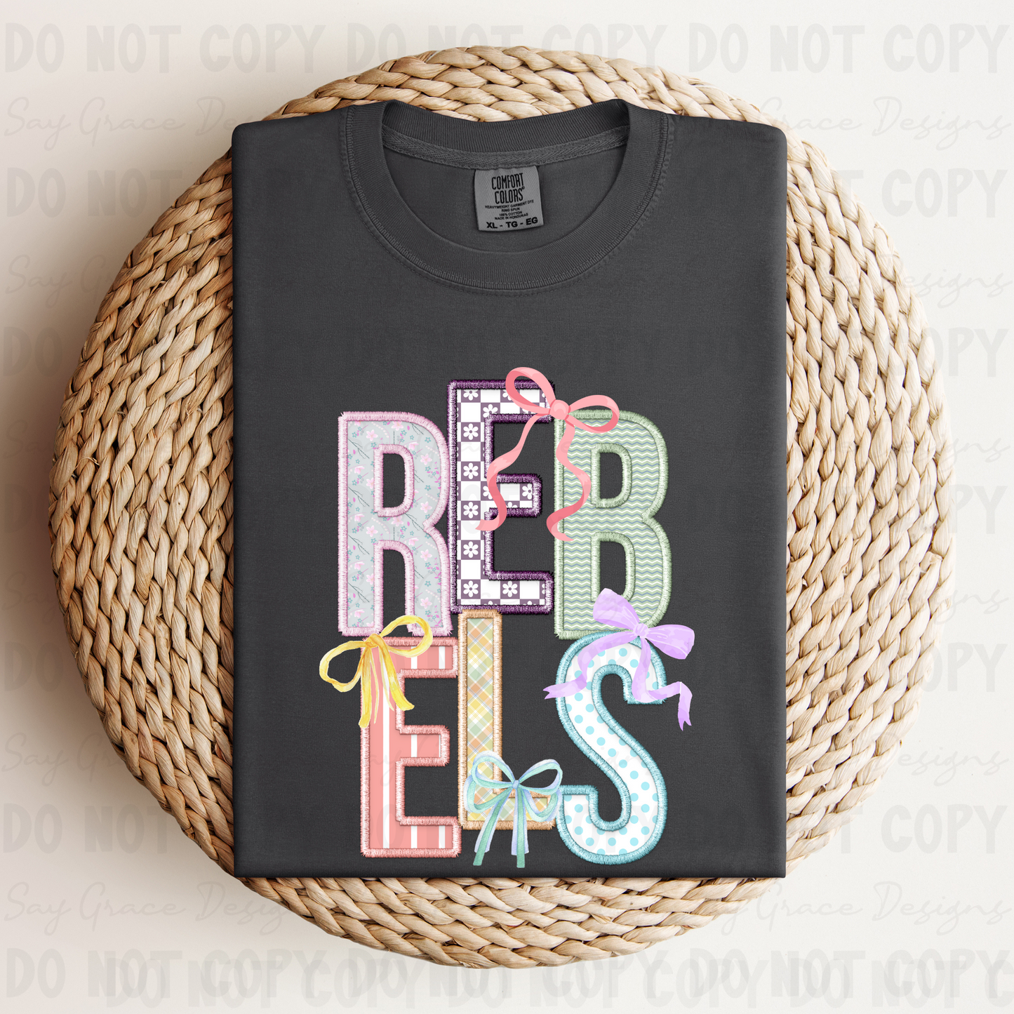Rebels Bow Faux Embroidery