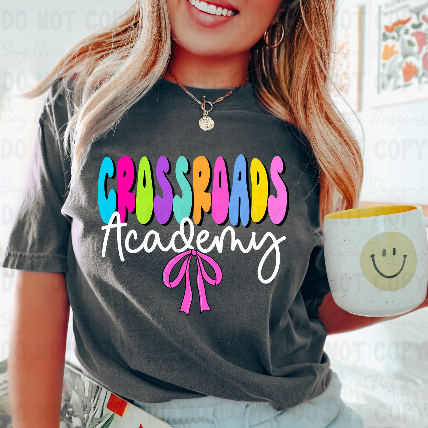Crossroads Academy Colorful Bubble Letters Bow