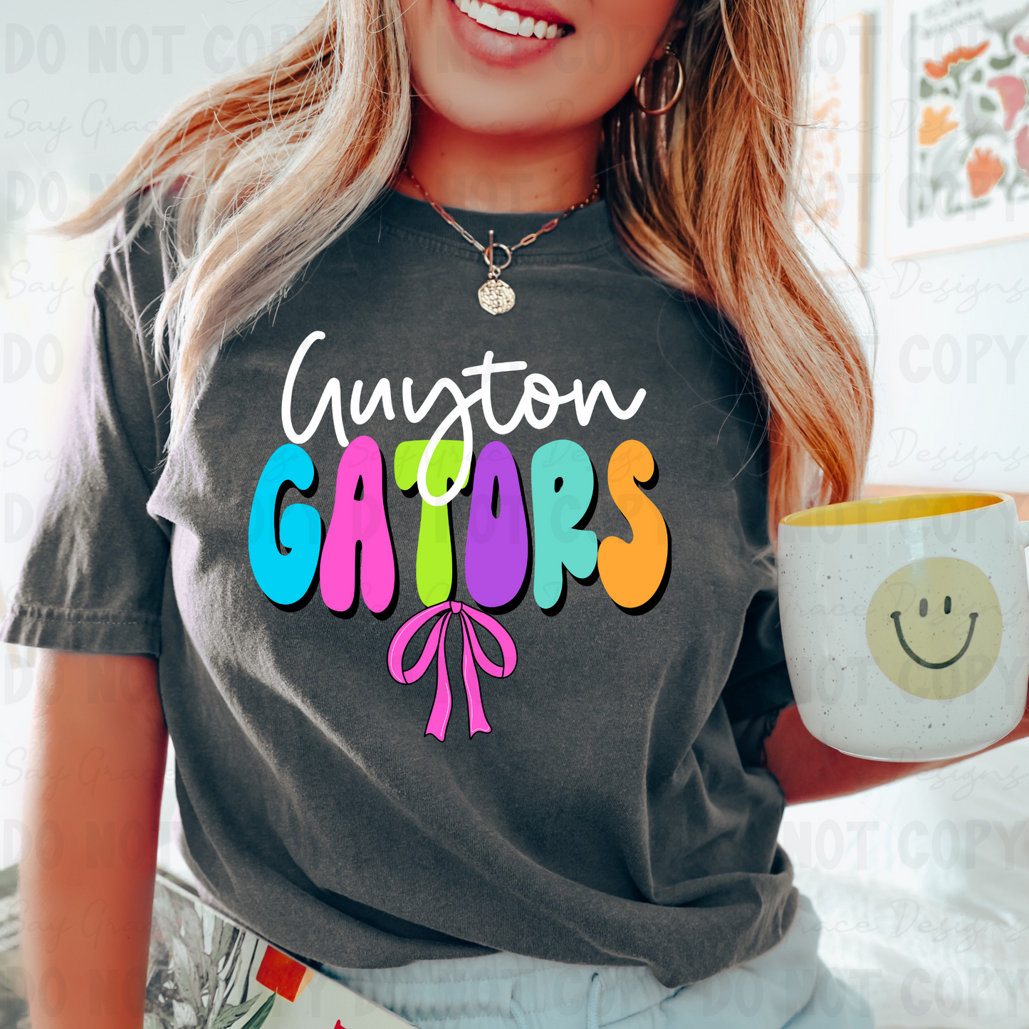 Guyton Gators Colorful Bubble Letters Bow