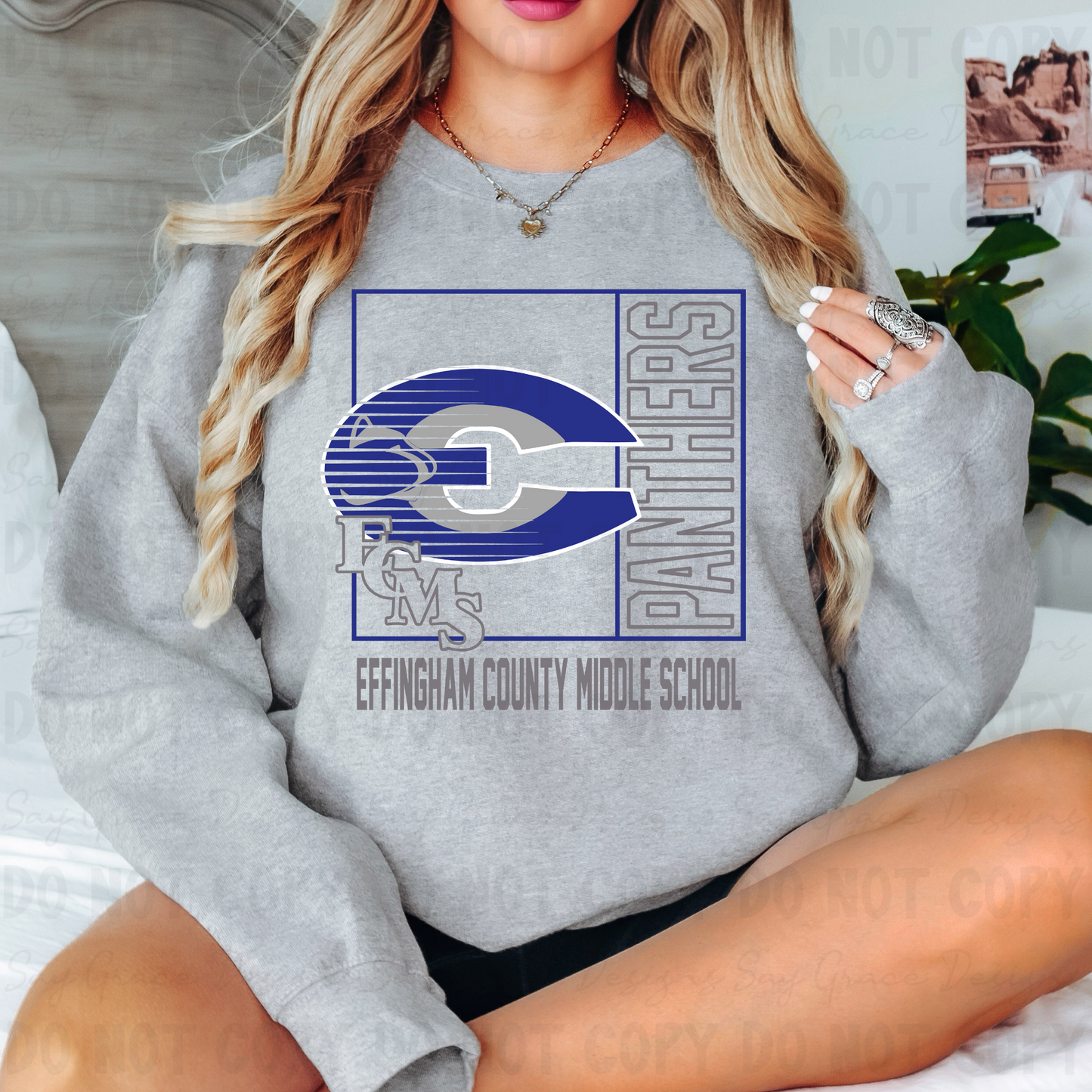 Effingham County Panthers Square Initials