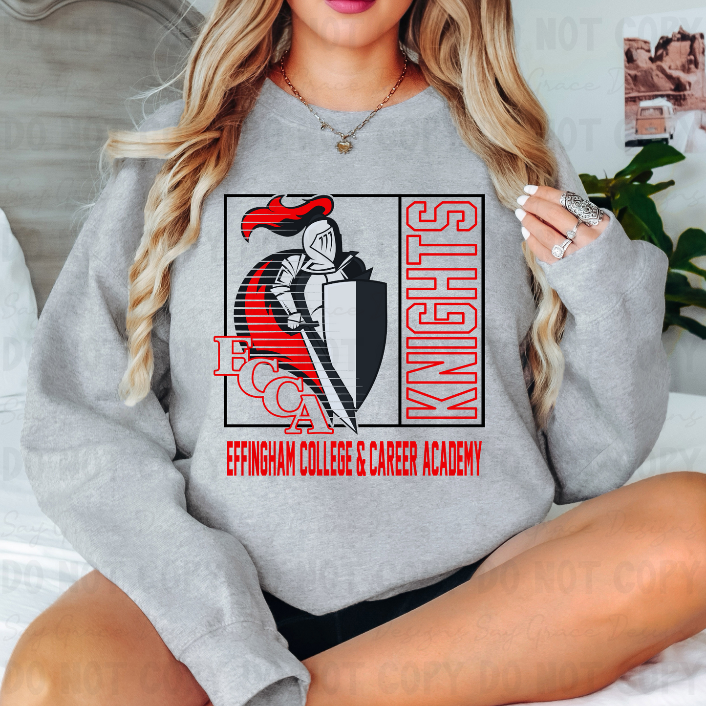 ECCA Knights Square with Initials