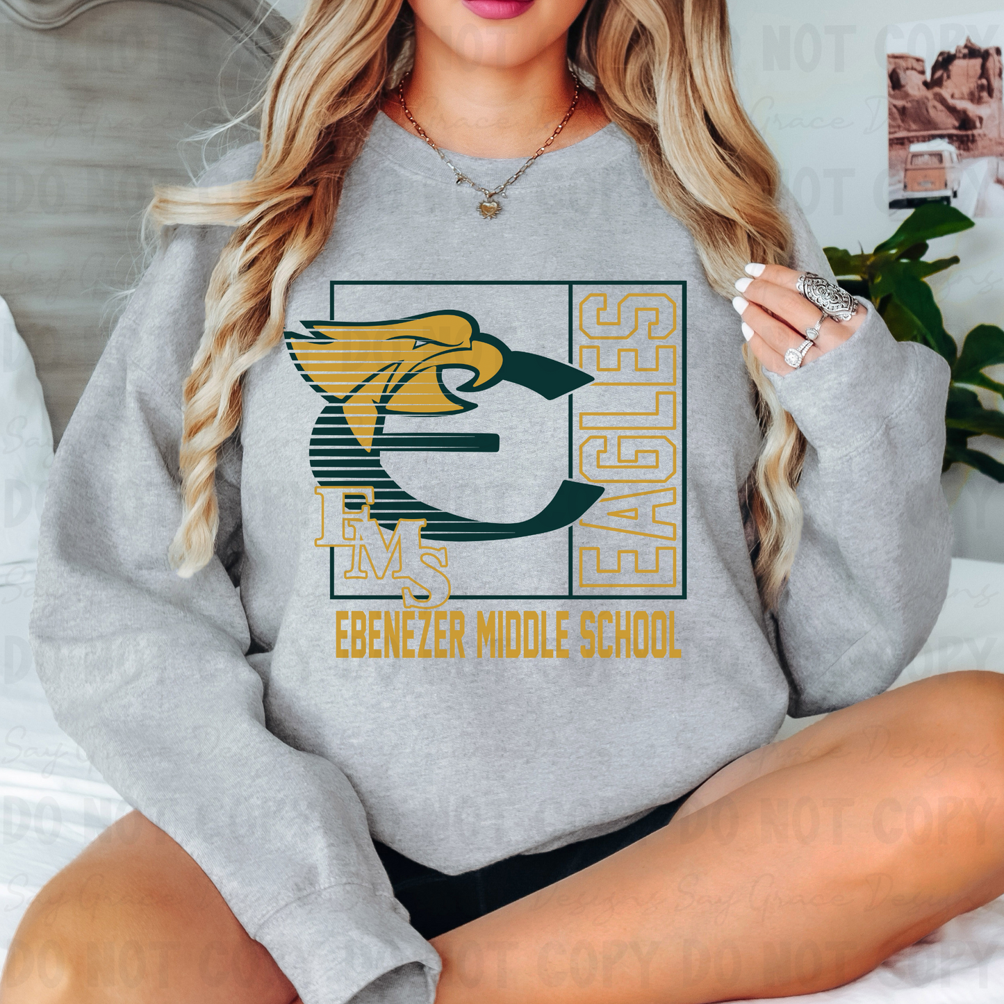 Ebenezer Middle Eagles Square with Initials