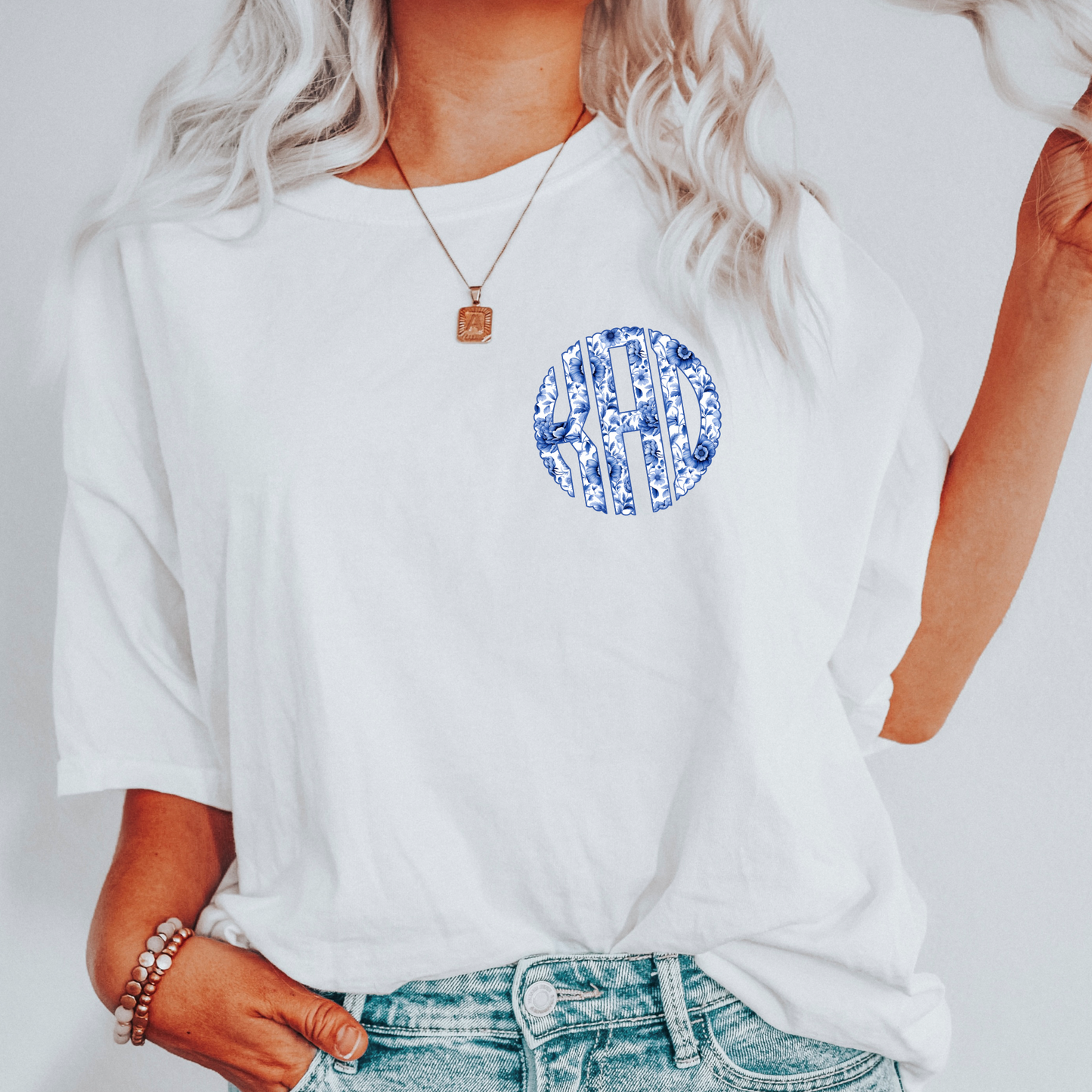 Blue Floral Monogram