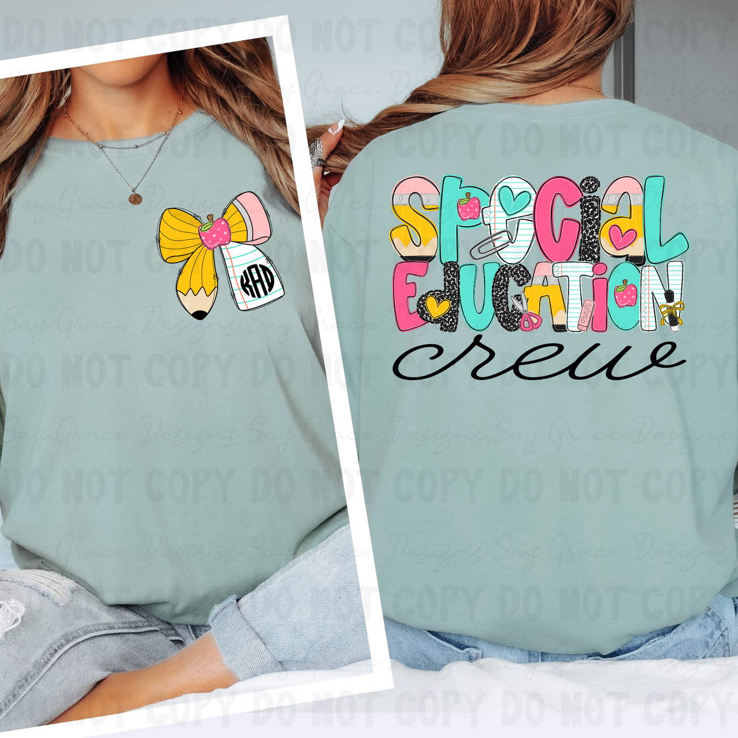 Teach Me Monogram/School Font Grade Level & Occupation - Front and Back