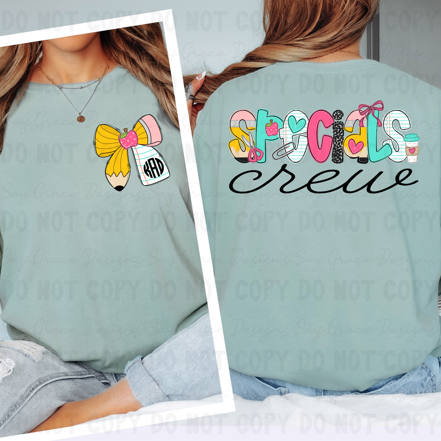 Teach Me Monogram/School Font Grade Level & Occupation - Front and Back