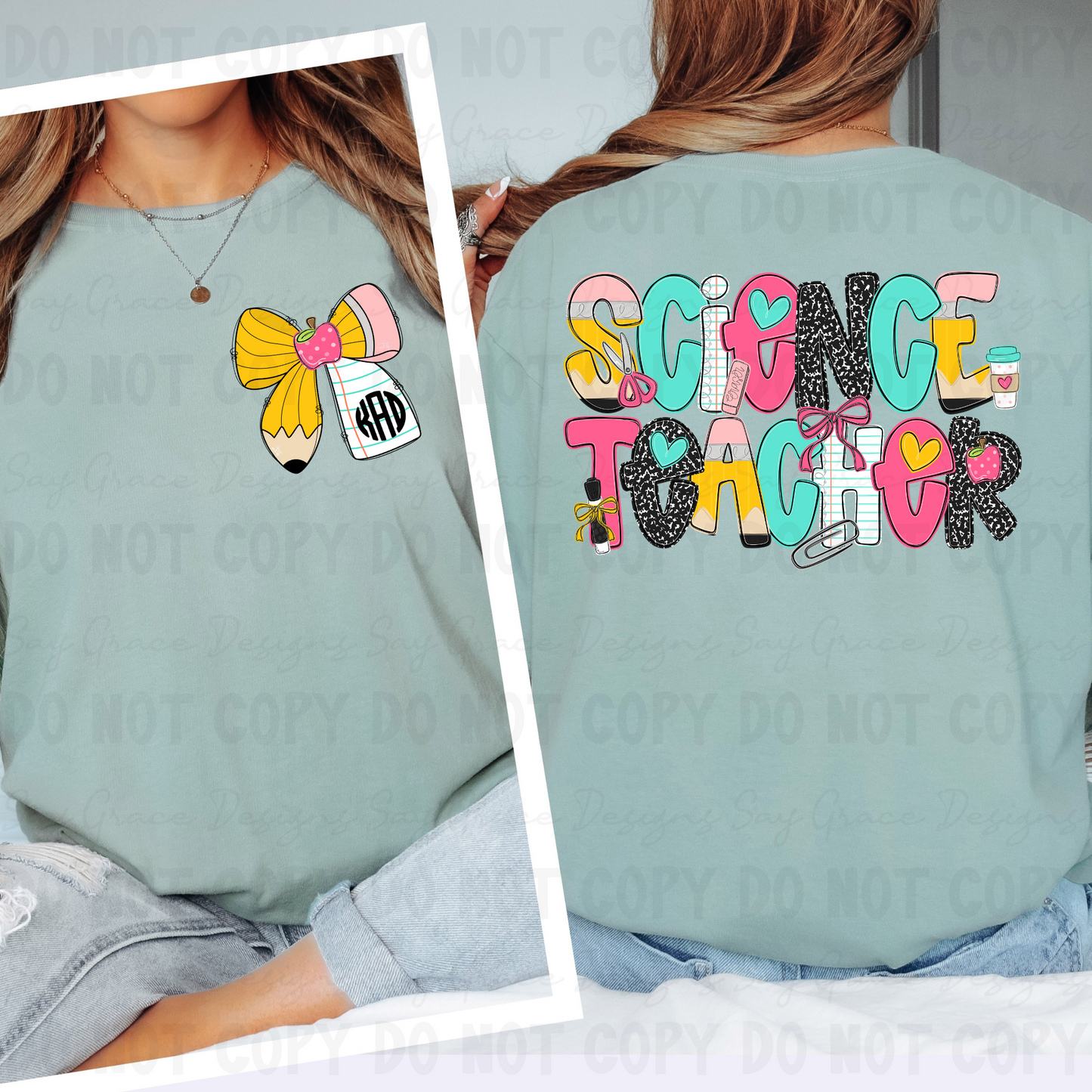 Teach Me Monogram/School Font Grade Level & Occupation - Front and Back