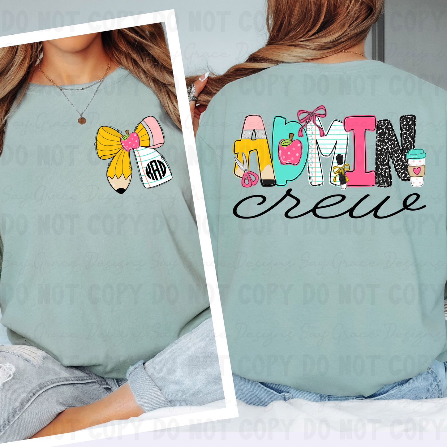 Teach Me Monogram/School Font Grade Level & Occupation - Front and Back