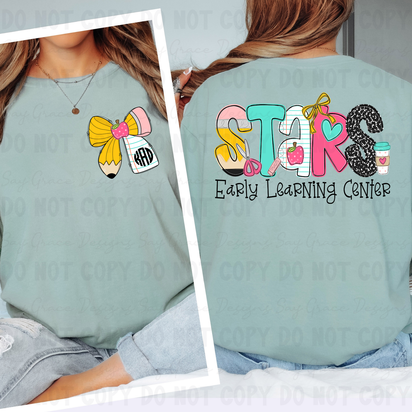 Teach Me Monogram/School Font Grade Level & Occupation - Front and Back