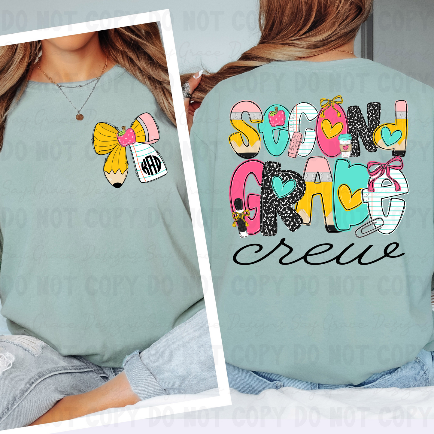 Teach Me Monogram/School Font Grade Level & Occupation - Front and Back