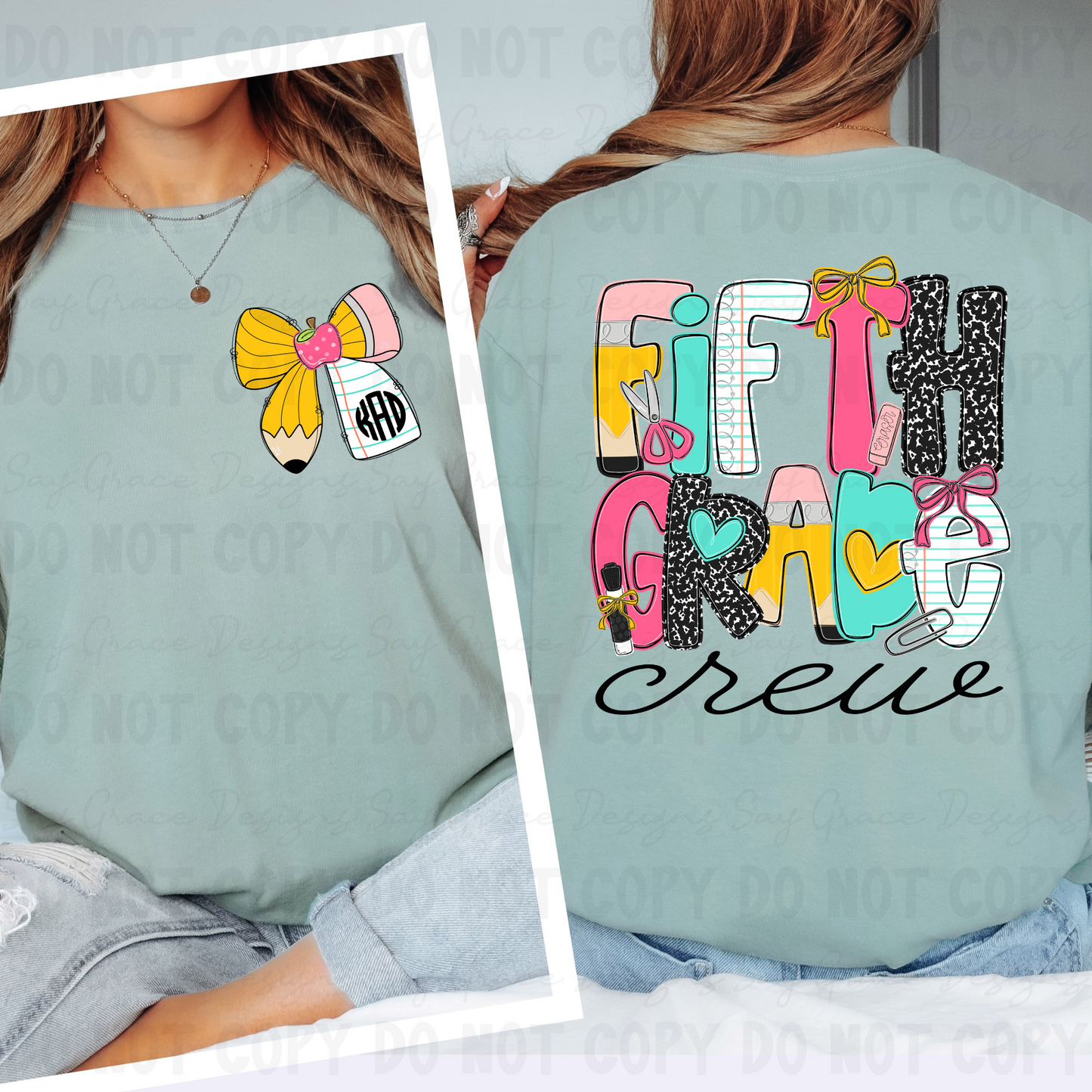 Teach Me Monogram/School Font Grade Level & Occupation - Front and Back