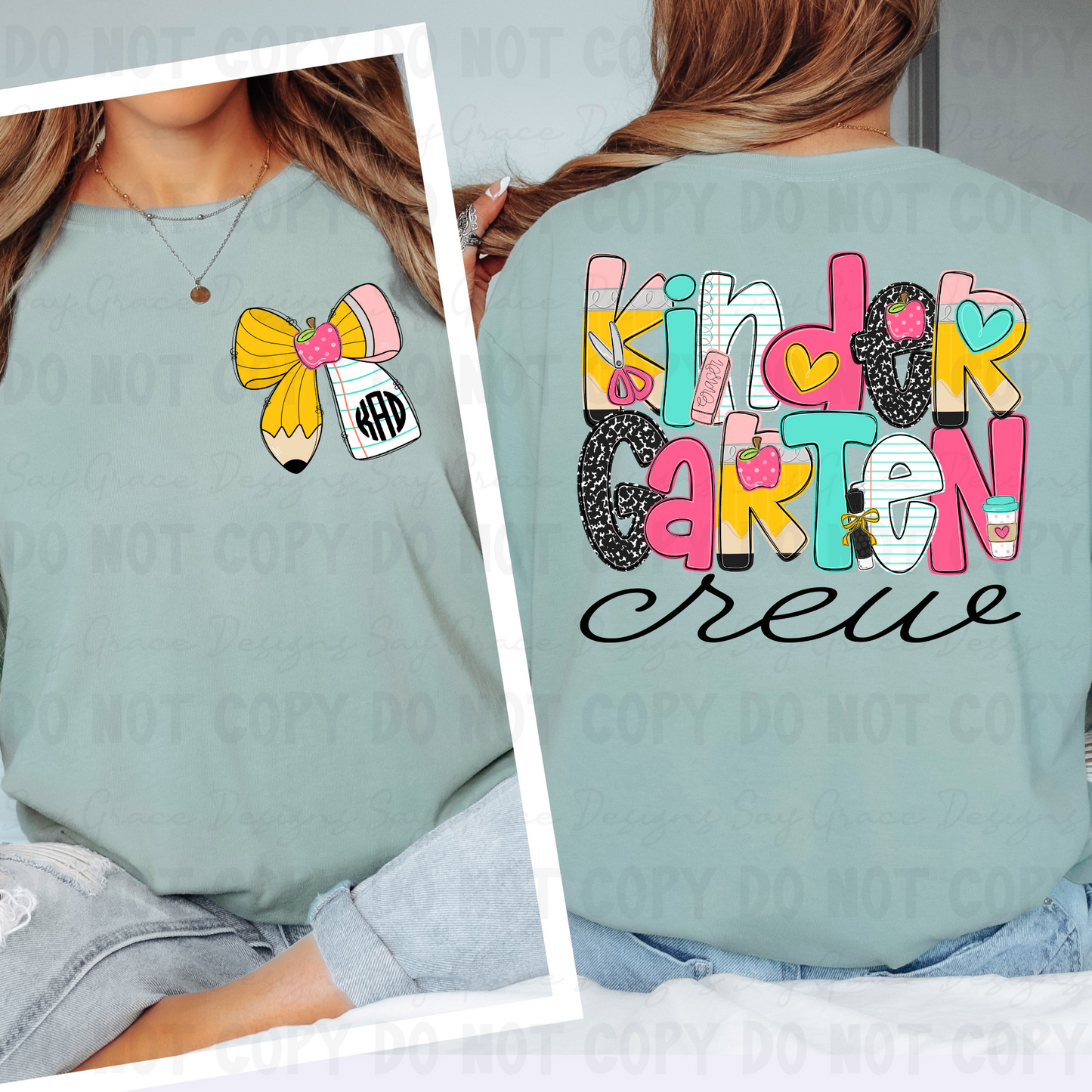 Teach Me Monogram/School Font Grade Level & Occupation - Front and Back