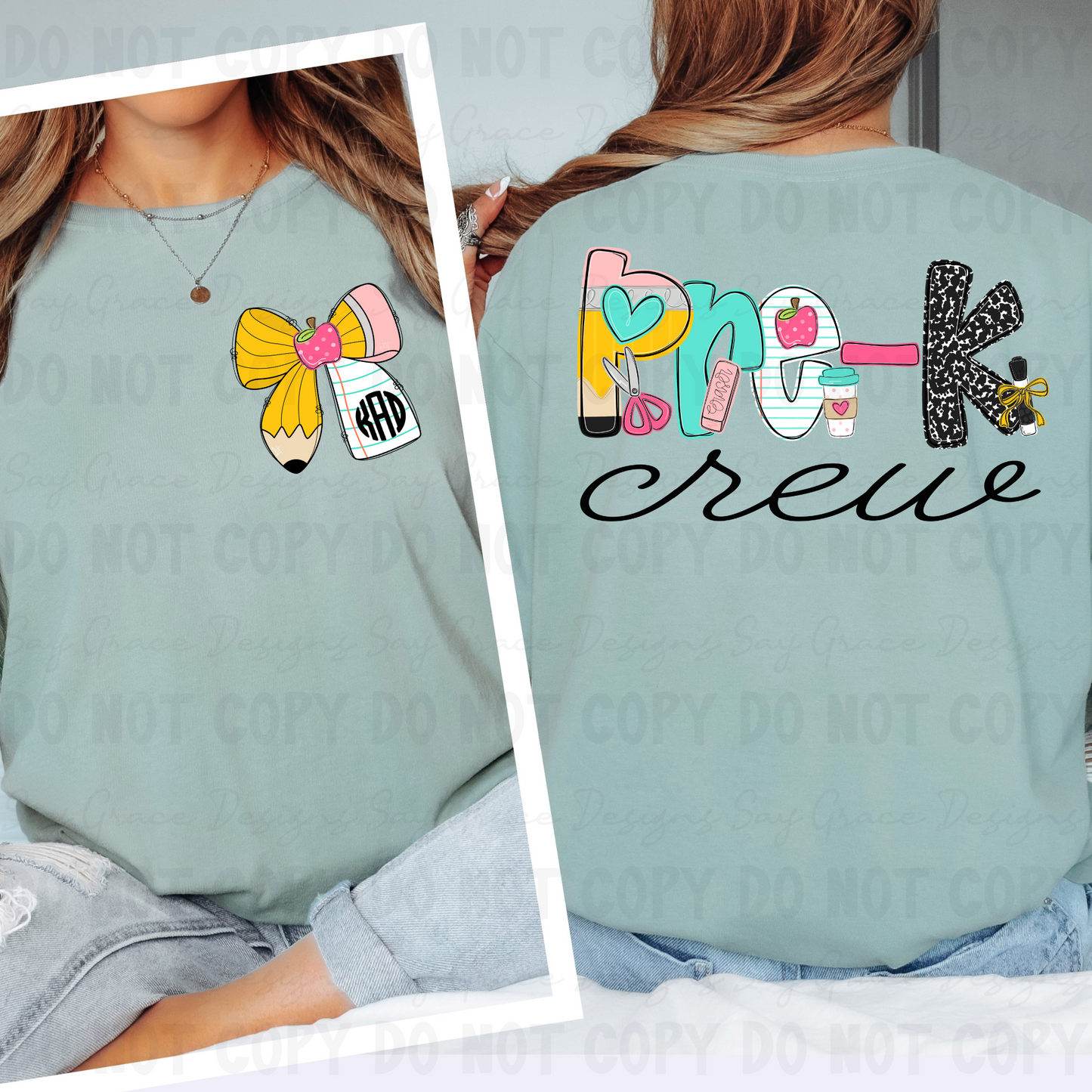 Teach Me Monogram/School Font Grade Level & Occupation - Front and Back