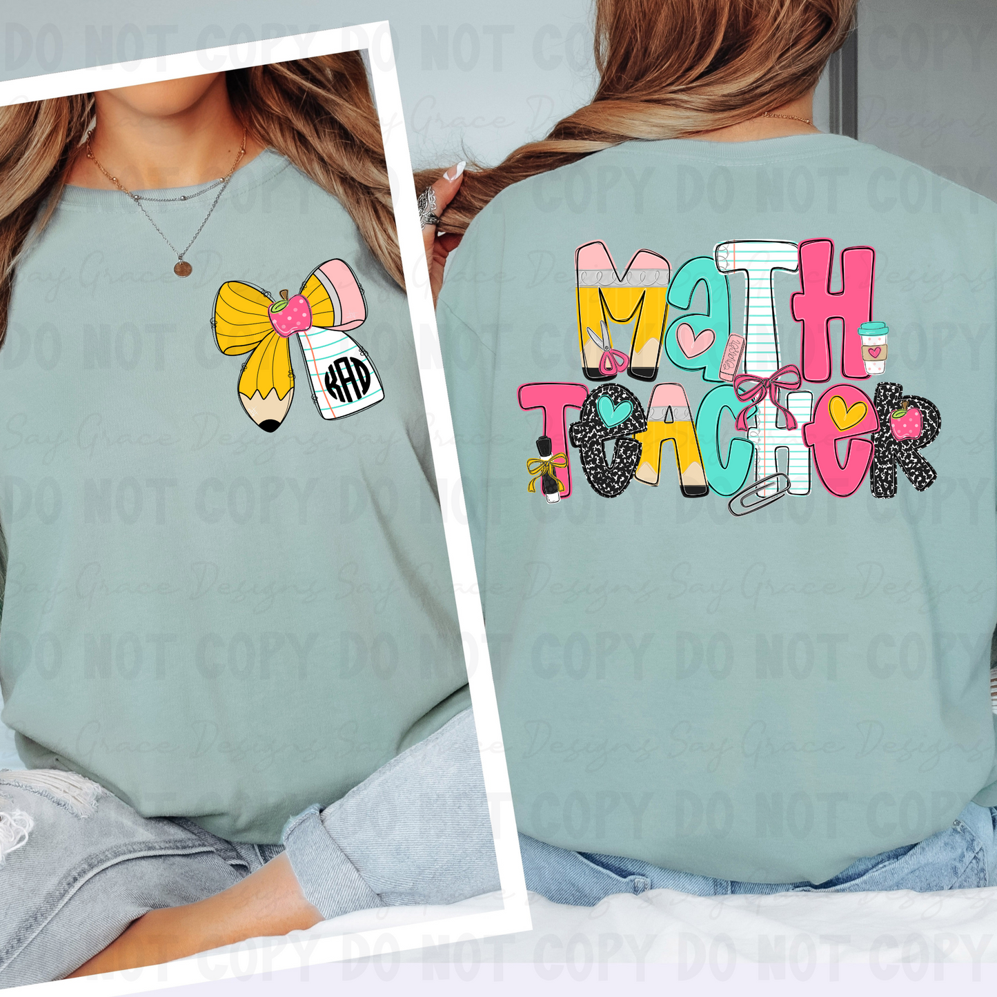 Teach Me Monogram/School Font Grade Level & Occupation - Front and Back