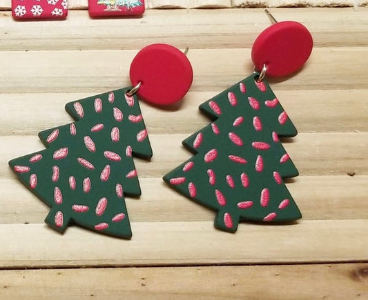 Christmas Tree Earrings - Green