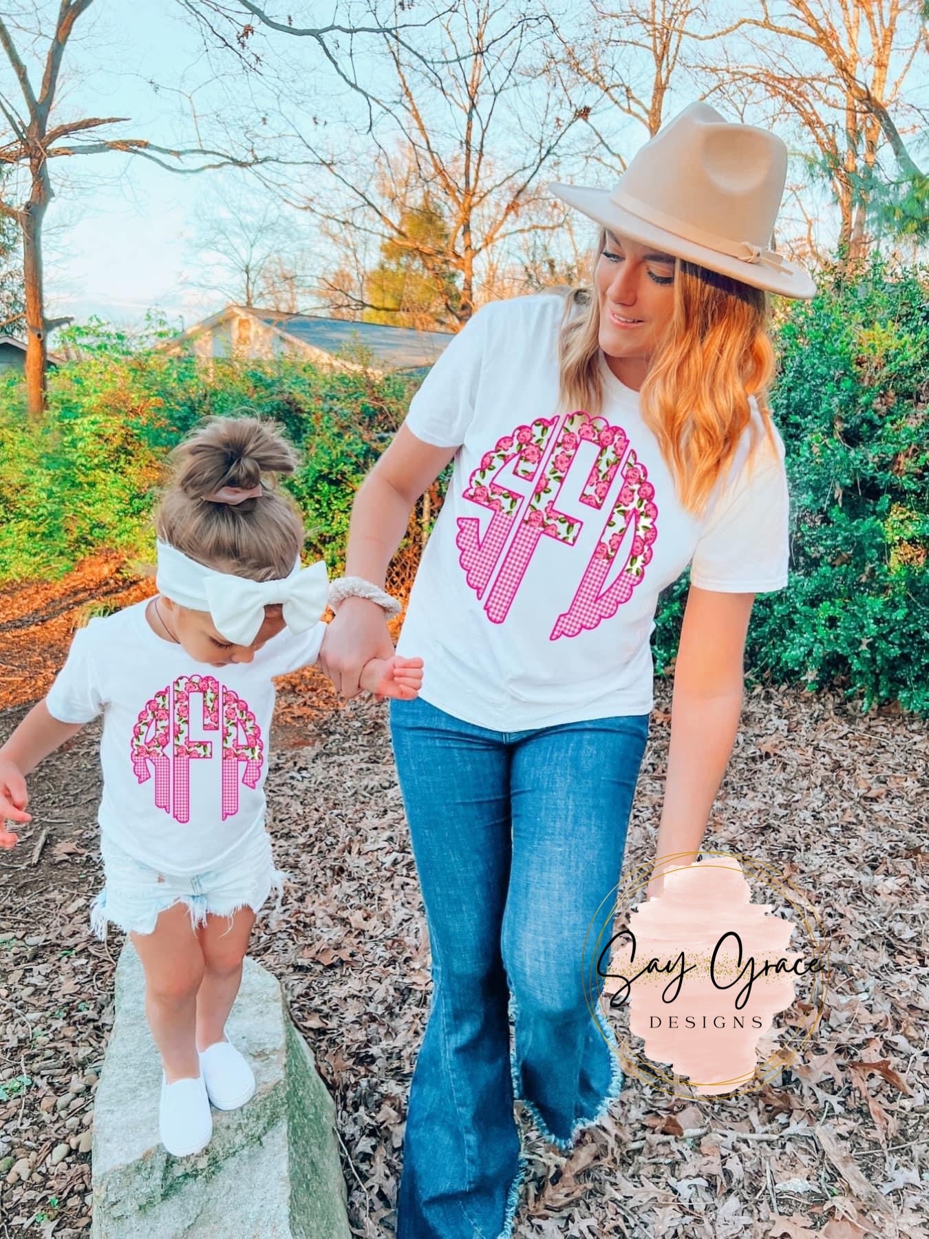 Rosebud and Gingham Monogram