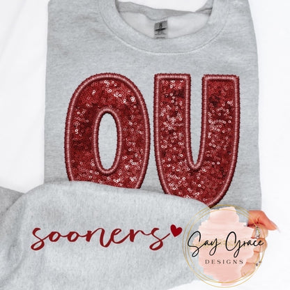 Faux Embroidery Sequin Football Teams