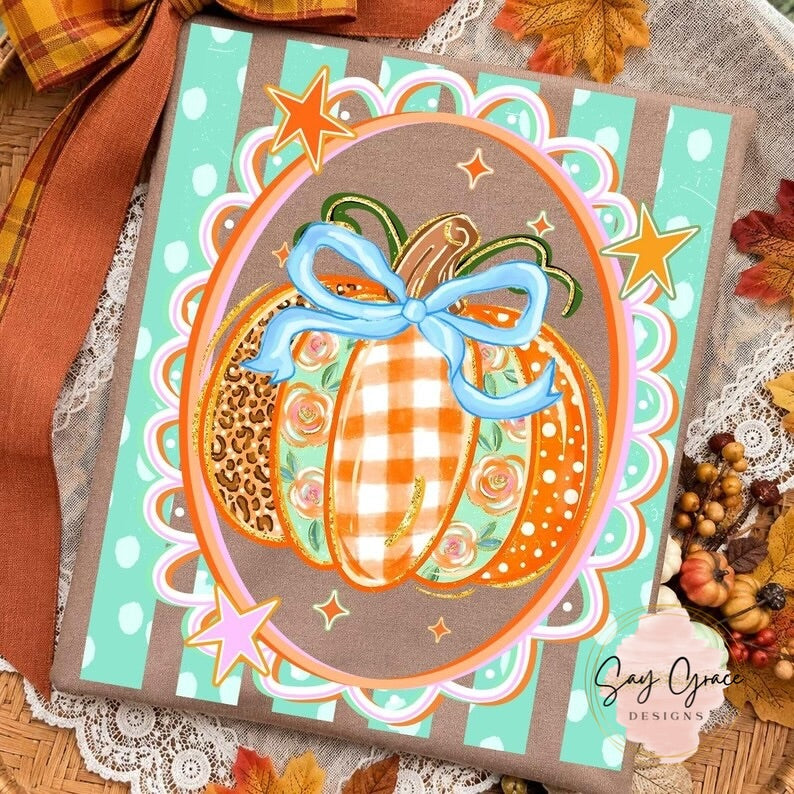 Pumpkin Teal Stripes