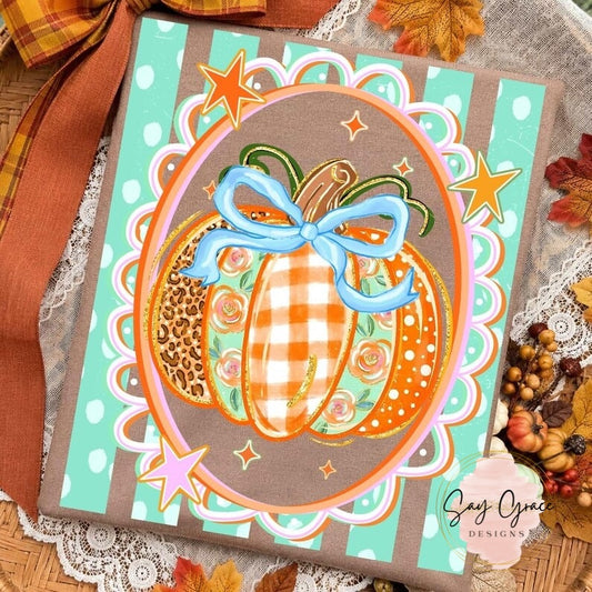 Pumpkin Teal Stripes