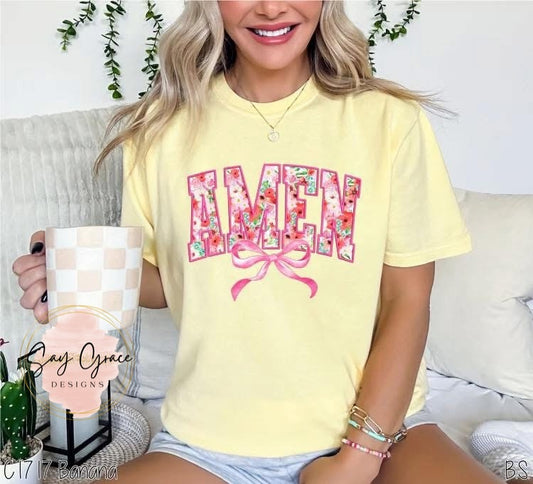 Amen Floral Varsity Bow