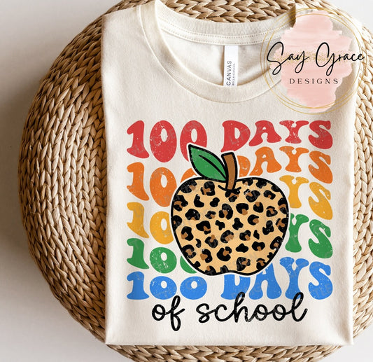 100 Days of School Leopard Apple