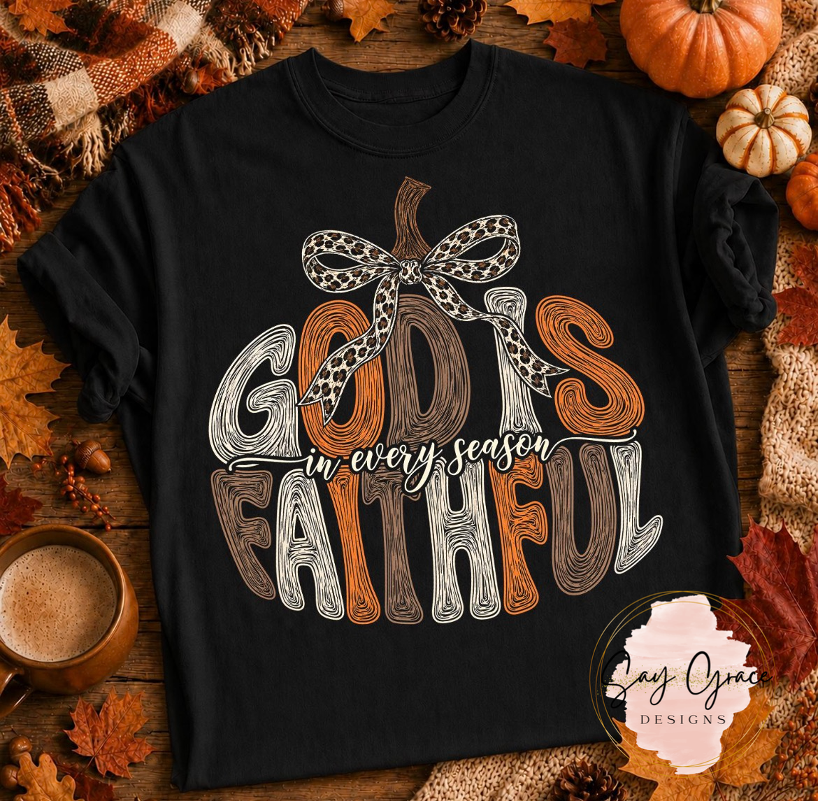 God is Faithful in Every Season Pumpkin Shape with Bow